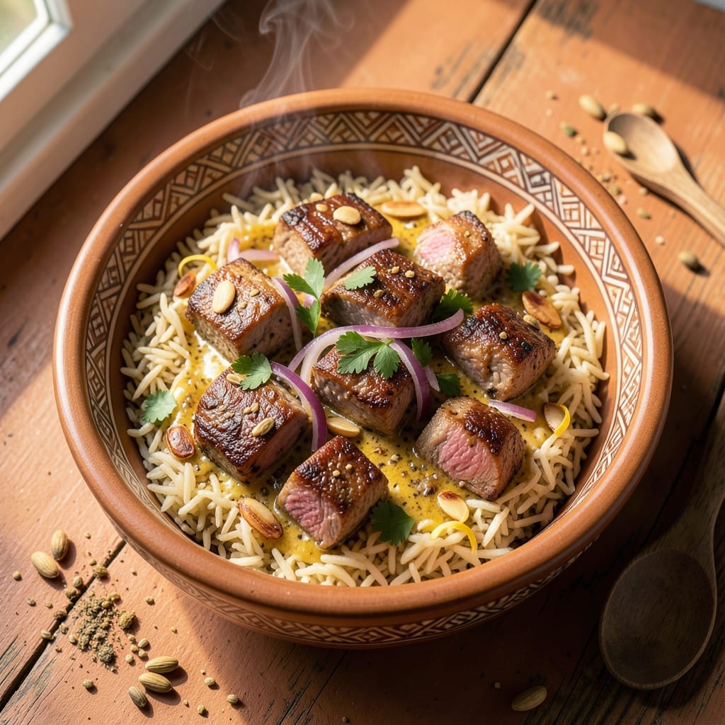 Arabic Lamb and Rice Recipe: Spiced Yogurt Marinated One-Pot Fragrance