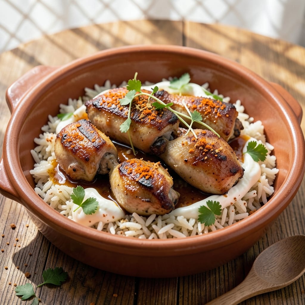Albanian Chicken and Rice Recipe: One-Pot Yogurt and Herb Harmony