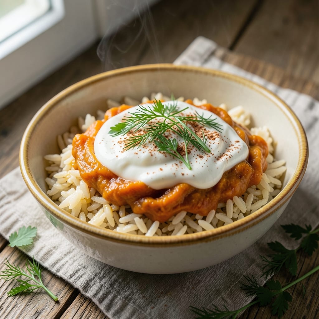 Armenian Pumpkin Rice Recipe: Spiced Yogurt and Herb Harmony