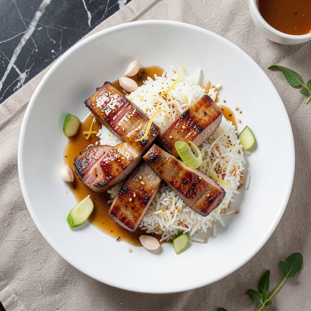 Asian Pork Chops and Rice Recipe: Garlic-Ginger Sear with Fragrant Jasmine Basmati