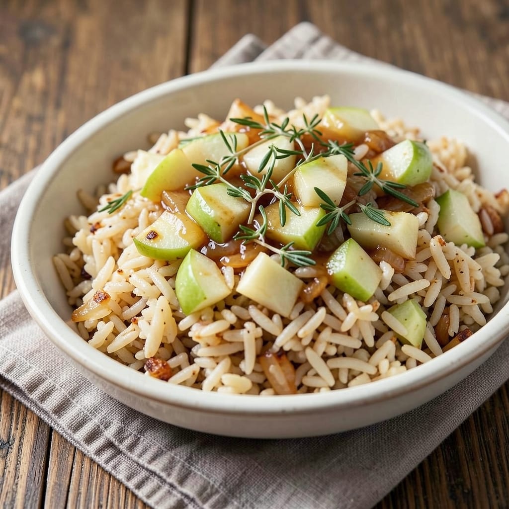 Apple Rice Stuffing Recipe: Apple-Cider Crisp Edges and Herbed Rice Hearts
