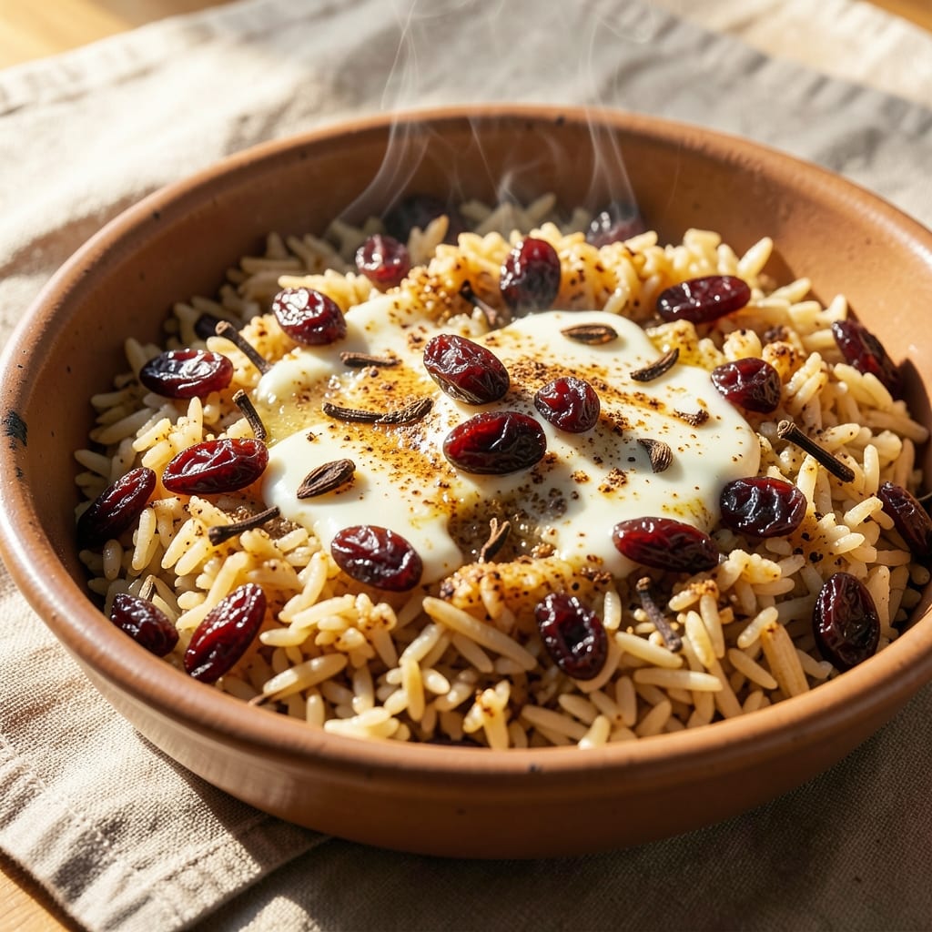 Arabic Rice With Raisins Recipe: Golden Crisp Edges and Plump Raisins