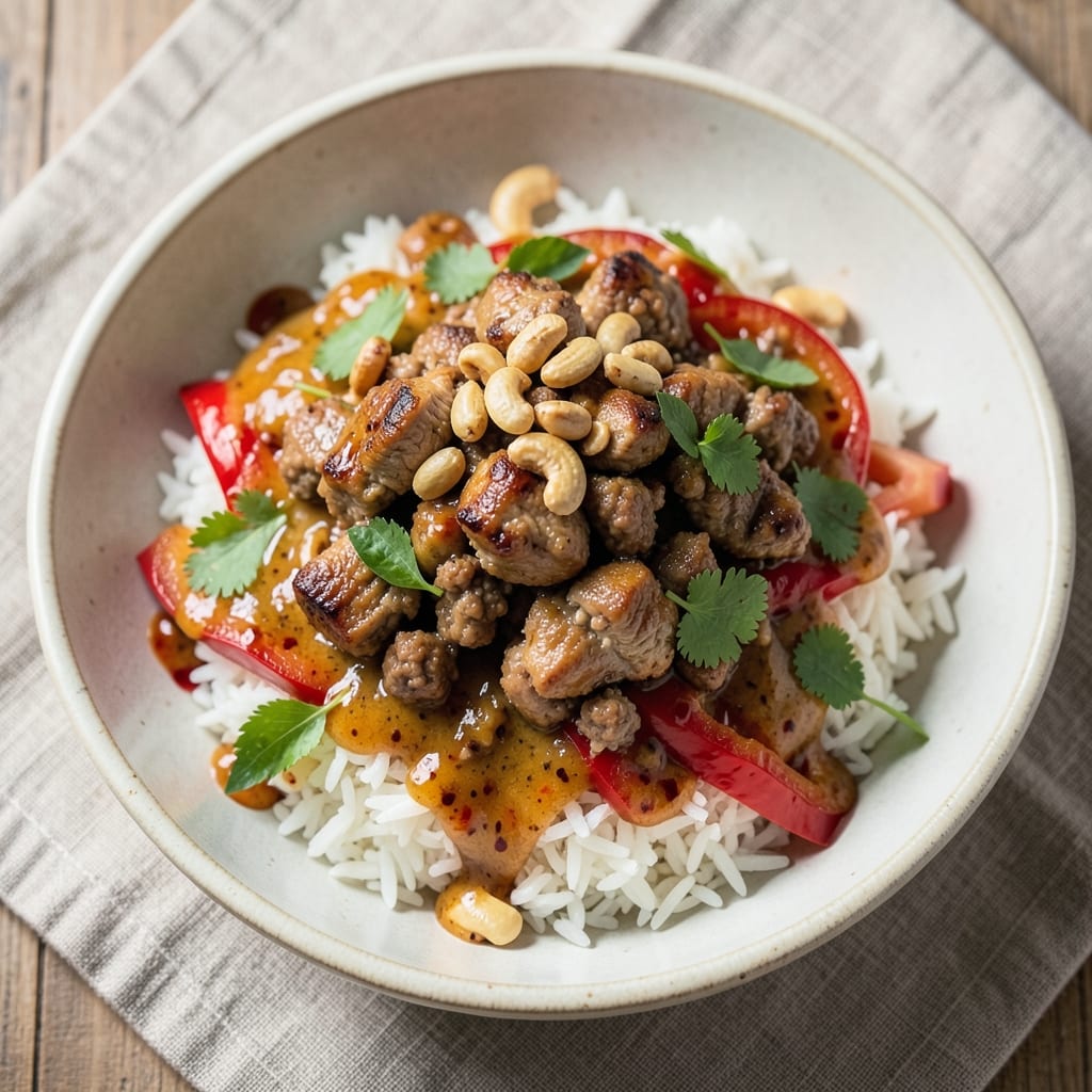 Asian Ground Turkey and Rice Bowls Recipe: Fragrant Coconut-Lime Turkey Over Toasted Jasmine Rice