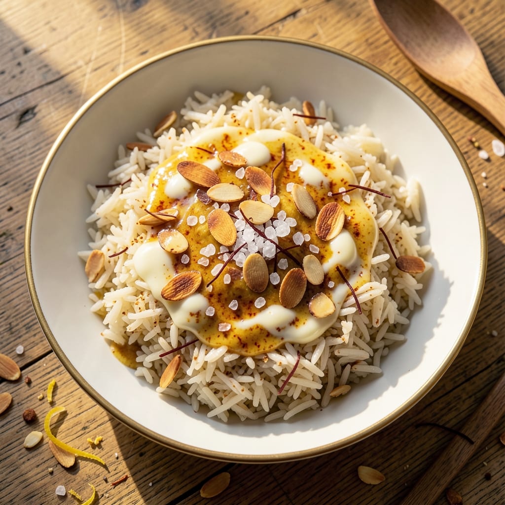 All Rice Recipe: Fragrant Saffron Basmati With Toasted Almond Crunch