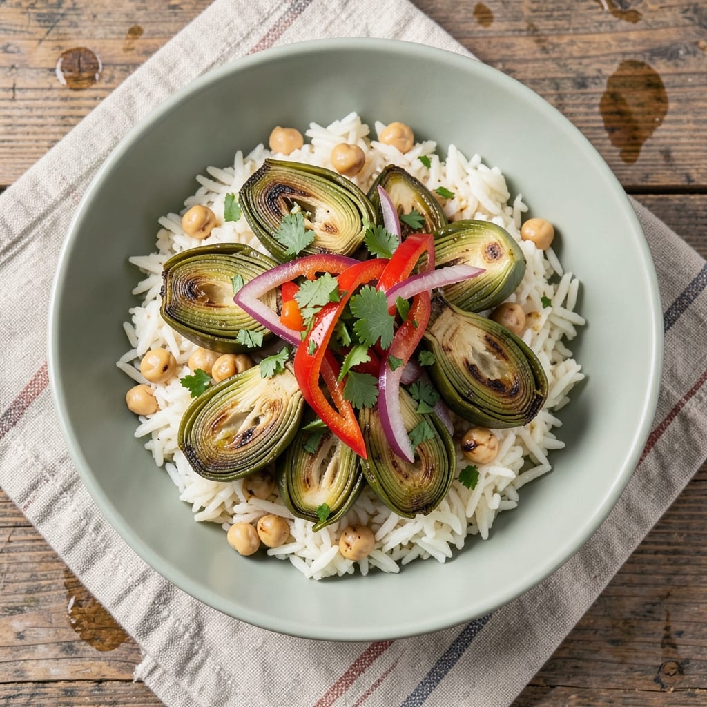Artichoke and Rice Salad Recipe: Bright Herb Vinaigrette with Crunchy Chickpeas